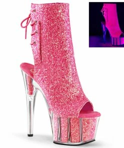 Pleaser Shoes By Pleaser USA Booties And Ankle High Boots ADORE-1018G Pleaser Shoes Neon Pink Platform Pole Dancing Boot