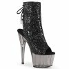 Pleaser Shoes By Pleaser USA ADORE-1018GT Pleaser Shoes Smoke Tinted Platform Glitter Exotic Dancer Boot