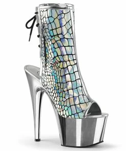 Pleaser Shoes By Pleaser USA ADORE-1018HG Pleaser Shoes Sexy Silver Platform Stripper Boots