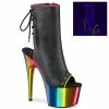 Pleaser Shoes By Pleaser USA Booties And Ankle High Boots ADORE-1018RC-02 Pleaser Shoes Chrome Rainbow Stripper Boot