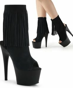 Pleaser Shoes By Pleaser USA Booties And Ankle High Boots ADORE-1019 Pleaser Shoes Fringe Open Toe Stripper Boots