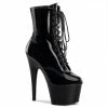 Pleaser Shoes By Pleaser USA Booties And Ankle High Boots ADORE-1020 Pleaser Shoes Black Patent Lace Up Pole Dancing Boots