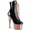 Pleaser Shoes By Pleaser USA Booties And Ankle High Boots ADORE-1020 Pleaser Shoes Rose Chrome Platform Stripper Bootie