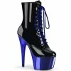 Pleaser Shoes By Pleaser USA Booties And Ankle High Boots ADORE-1020 Pleaser Shoes Royal Blue Chrome Stripper Boot