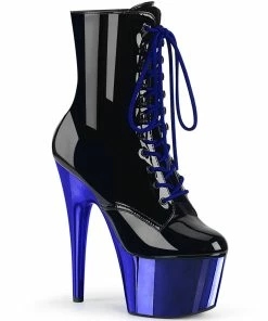 Pleaser Shoes By Pleaser USA Booties And Ankle High Boots ADORE-1020 Pleaser Shoes Royal Blue Chrome Stripper Boot