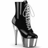 Pleaser Shoes By Pleaser USA Booties And Ankle High Boots ADORE-1020 Pleaser Shoes Silver Chrome Platform Boots