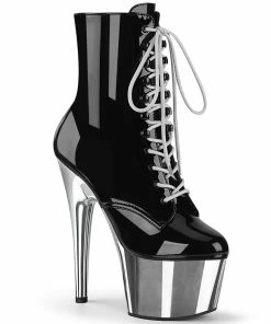 Pleaser Shoes By Pleaser USA Booties And Ankle High Boots ADORE-1020 Pleaser Shoes Silver Chrome Platform Boots
