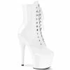 Pleaser Shoes By Pleaser USA Booties And Ankle High Boots ADORE-1020 Pleaser Shoes White Patent Platform Exotic Dancer Shoe