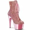 Pleaser Shoes By Pleaser USA Booties And Ankle High Boots ADORE-1020CHRS Pleaser Shoe Baby Pink Rhinestone Stripper Boots
