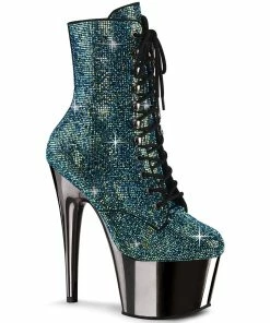 Pleaser Shoes By Pleaser USA ADORE-1020CHRS Pleaser Shoes Turquoise Sequin Dancer Boots