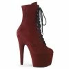 Pleaser Shoes By Pleaser USA ADORE-1020FS Burgundy Faux Suede Platform Ankle High Boots