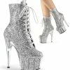 Pleaser Shoes By Pleaser USA Booties And Ankle High Boots ADORE-1020G Pleaser Shoes Silver Glitter Stripper Boots