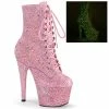 Pleaser Shoes By Pleaser USA ADORE-1020GDLG Pleaser Shoes Pink Glitter Stripper Boot Booties And Ankle High Boots