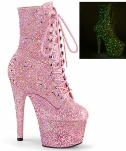 Pleaser Shoes By Pleaser USA ADORE-1020GDLG Pleaser Shoes Pink Glitter Stripper Boot Booties And Ankle High Boots