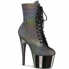 Pleaser Shoes By Pleaser USA ADORE-1020HFN Pleaser Shoes Pewter Platform Stripper Boot Booties And Ankle High Boots