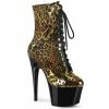 Pleaser Shoes By Pleaser USA ADORE-1020LP Pleaser Shoes Gold Leopard Ankle Bootie