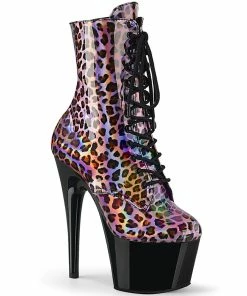 Pleaser Shoes By Pleaser USA ADORE-1020LP Pleaser Shoes Pink Leopard Holo Stripper Boot Booties And Ankle High Boots