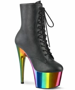 Pleaser Shoes By Pleaser USA Booties And Ankle High Boots ADORE-1020RC Pleaser Shoes Chrome Rainbow Stripper Bootie