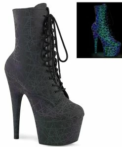 Pleaser Shoes By Pleaser USA ADORE-1020REFL Pleaser Shoes Light Reflective Stripper Boots Booties And Ankle High Boots