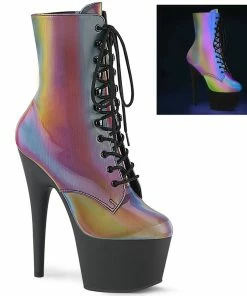 Pleaser Shoes By Pleaser USA ADORE-1020REFL Pleaser Shoes Rainbow Stripper Boots