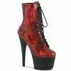 Pleaser Shoes By Pleaser USA Booties And Ankle High Boots ADORE-1020SP Pleaser Shoes Red Snake Platform Pleaser Stripper Boot