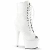 Pleaser Shoes By Pleaser USA Booties And Ankle High Boots ADORE-1021 Pleaser Shoes White Patent 7 Inch Heel Stripper Boot