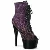 Pleaser Shoes By Pleaser USA ADORE-1021OMBG Purple Ombre Peep Toe Stripper Boot Booties And Ankle High Boots
