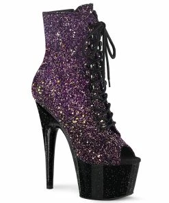 Pleaser Shoes By Pleaser USA ADORE-1021OMBG Purple Ombre Peep Toe Stripper Boot Booties And Ankle High Boots