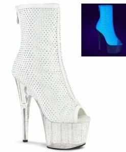 Pleaser Shoes By Pleaser USA ADORE-1031GM Pleaser Shoes White Platform Stripper Boots
