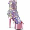 Pleaser Shoes By Pleaser USA Booties And Ankle High Boots ADORE-1031SSQ Pleaser Shoes Pink Iridescent Sequin Sexy Boot