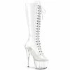 Pleaser Shoes By Pleaser USA Knee High And Mid Calf Boots ADORE-2021C Pleaser Shoes Clear Knee High Stripper Boots