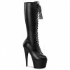 Pleaser Shoes By Pleaser USA ADORE-2023 Pleaser Shoes Black Vegan Knee High Stripper Boot Knee High And Mid Calf Boots