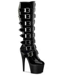 Pleaser Shoes By Pleaser USA ADORE-2043 Pleaser Shoes Buckle Knee High Platform Stripper Boot Knee High And Mid Calf Boots