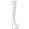 Pleaser Shoes By Pleaser USA Thigh High Boots ADORE-3000 Pleaser Shoes White Patent Thigh High Stripper Boot