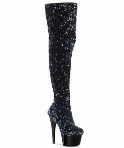 Pleaser Shoes By Pleaser USA ADORE-3020 Pleaser Shoes Sequin Thigh High Boot Thigh High Boots