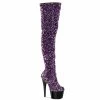 Pleaser Shoes By Pleaser USA ADORE-3020 Pleaser Shoes Purple Sequin Thigh High Exotic Dancer Boot