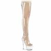 Pleaser Shoes By Pleaser USA Thigh High Boots ADORE-3021 Pleaser Shoes Thigh High Clear Stripper Boot