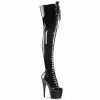 Pleaser Shoes By Pleaser USA ADORE-3023 Pleaser Shoes Lace Up Stretch Thigh High Stripper Boot