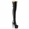 Pleaser Shoes By Pleaser USA Thigh High Boots ADORE-3050 Pleaser Shoes Black Patent Thigh High Platform Stripper Boots