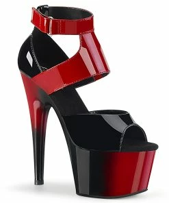 Pleaser Shoes By Pleaser USA ADORE-700-16 Pleaser Shoes Black Red Platform Stripper Shoes