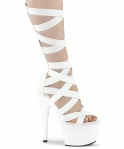 Pleaser Shoes By Pleaser USA ADORE-700-48 Pleaser Shoes White Crisscross Platform Sandals