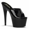 Pleaser Shoes By Pleaser USA ADORE-701 Pleaser Shoes Black Patent 7 Inch Heel Stripper Sandal 7 Inch Heels