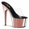 Pleaser Shoes By Pleaser USA 7 Inch Heels ADORE-701 Pleaser Shoes Rose Gold Chrome Clear Upper Stripper Shoe