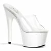 Pleaser Shoes By Pleaser USA 7 Inch Heels ADORE-701 Pleaser Shoes White Slide Exotic Floor Dancing Sandal