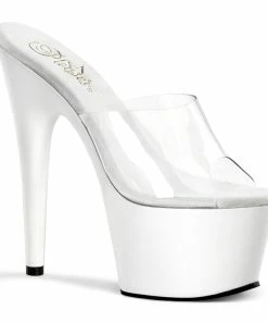 Pleaser Shoes By Pleaser USA 7 Inch Heels ADORE-701 Pleaser Shoes White Slide Exotic Floor Dancing Sandal