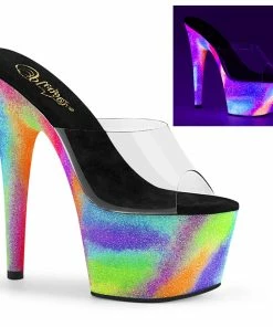 Pleaser Shoes By Pleaser USA ADORE-701GXY Pleaser Shoes Blacklight Reactive Colorful Stripper Shoes