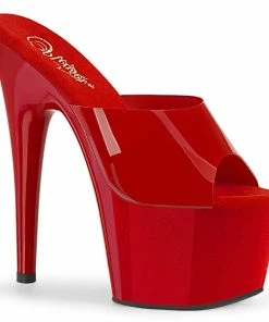 Pleaser Shoes By Pleaser USA ADORE-701N Pleaser Shoes Red Hot Stripper High Heel Shoes 7 Inch Heels
