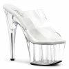 Pleaser Shoes By Pleaser USA ADORE-702 Pleaser Shoes Clear Double Band Upper Stripper Shoe