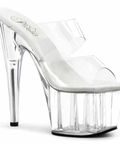 Pleaser Shoes By Pleaser USA ADORE-702 Pleaser Shoes Clear Double Band Upper Stripper Shoe
