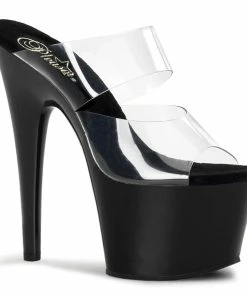 Pleaser Shoes By Pleaser USA ADORE-702 Pleaser Shoes Double Band Clear Upper Stripper Shoes